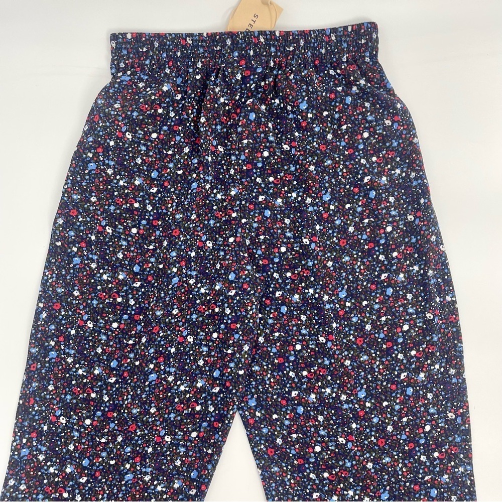 NWT Anthropologie x Stella Nova Olive Pants in Navy Ditzy Blue Floral Print XS - Picture 12 of 14
